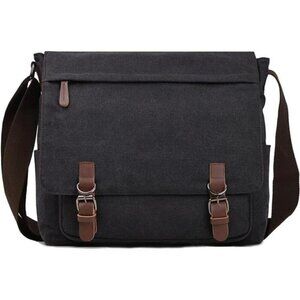 Canvas MessengerBag for Men Women,Travel Satchel Shoulderbag 15.6Inch Laptop Bag